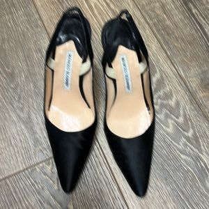 Manolo blahnik silk sling back evening shoe
